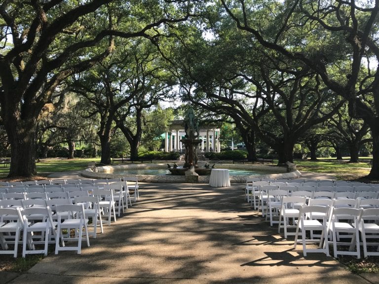 Audubon Zoo Wedding | White Garden Chairs | New Orleans