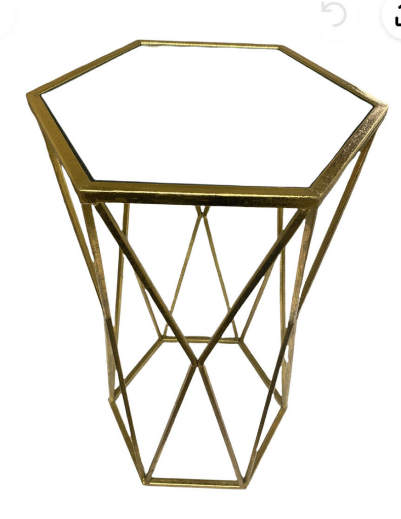 Gold Frame & Mirror Top End Table – Large  $35.00